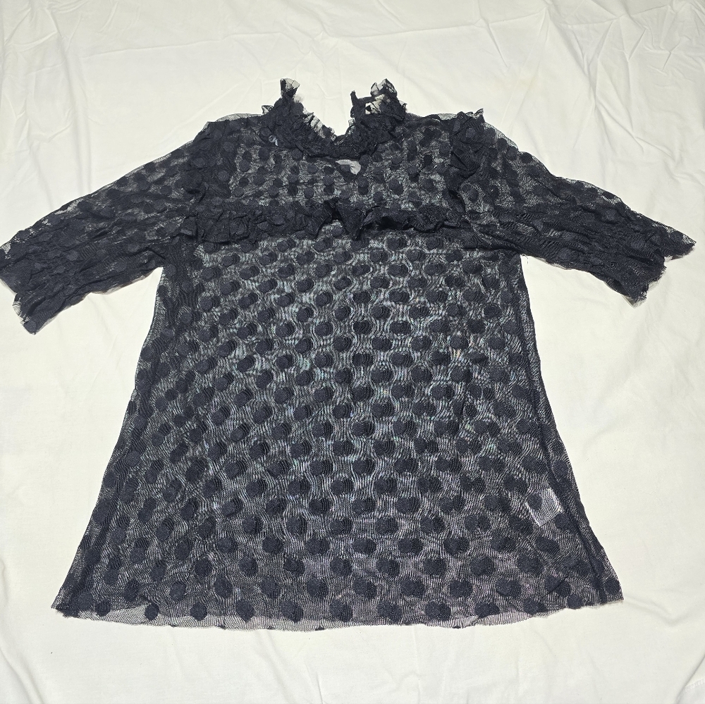 Promesa Black Mesh Polka Dot Top